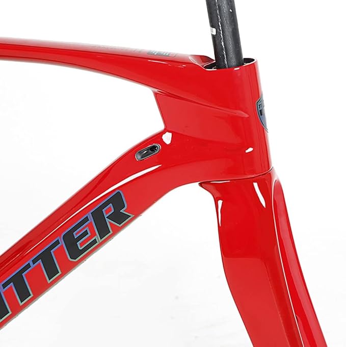 Road Bike Frameset Carbon Lightweight Climbing Cross-Country Frame 45/48/51/54cm Disc Brake Racing Frame Thru Axle 100/142mm Red(51CM)