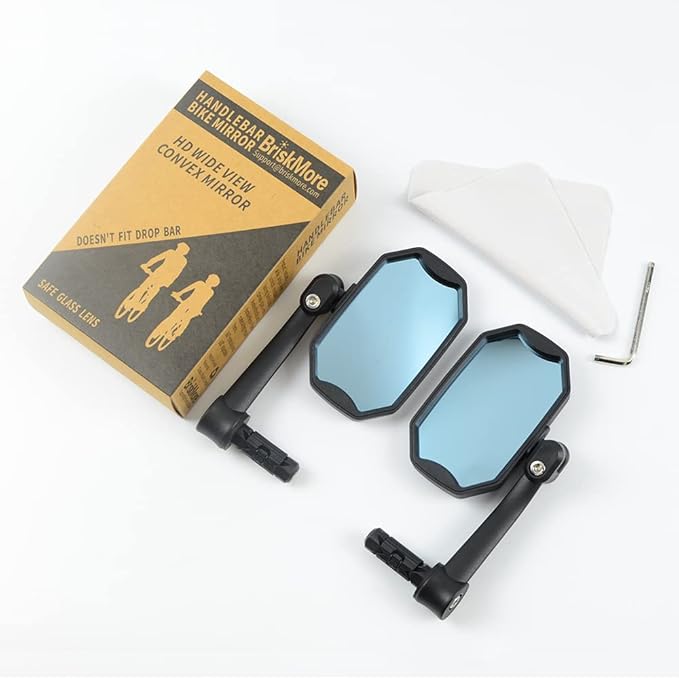 Bar End Bike Mirrors, High–Definition Convex Glass Lens for E-Bike Handlebars, Scratch Resistant, Safe Rearview 1 Pair Bicycle Mirror(Right And Left Side)