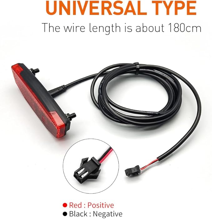 Ebike Rear Tail Light,Ebike 6V-60V LED Riding Tailight,Motorcycle Led Light Equipment Waterproof Connector for Electric Bike Accessories