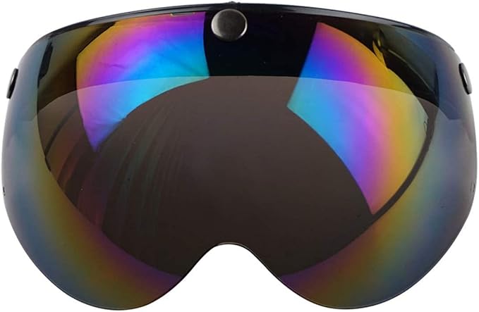 VCOROS Universal 3-Snap Retro Helmet Visor Open Face Motorcycle Helmets Shield(Rainbow)