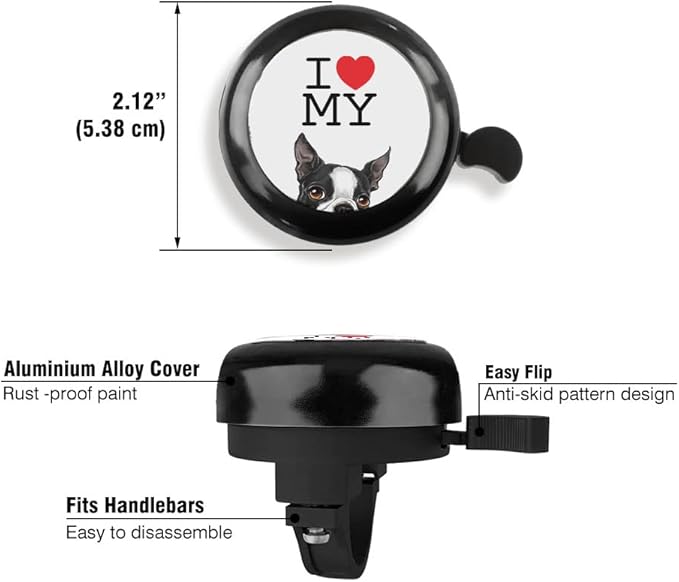 WIRESTER Black Aluminum Round Bike Bell, Classic Ring Bicycle Bell, Bike Accessories Bell Ring for Adults Kids Girls Boys