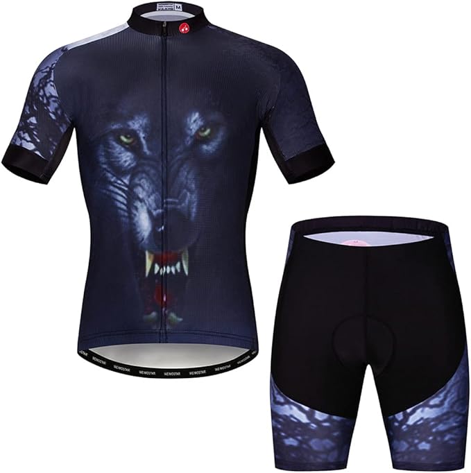 Hotlion Men's Cycling Jersey Sets Gel Pad Summer Bike Clothing Suit Breathable Bike Clothes with 3 Rear Pockets