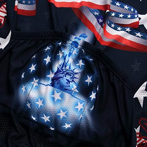 Cycling Jersey Short Sleeve USA Style Bike Tops with Pocket Reflective Stripe