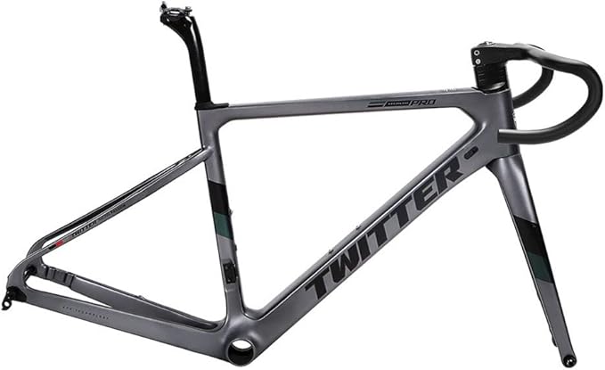 700c Road Bike Carbon Frameset Disc Brake Racing Frame 45/48/51/54CM BB86 Thru Axle 100/142mm Internal Routing(Dark Gray,48CM)
