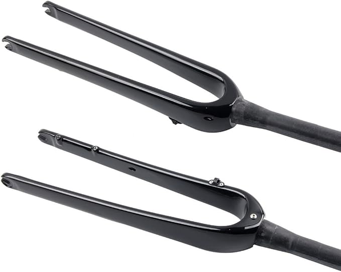 Carbon Fiber Rigid Fork 700C*45C Gravel Fork 1-1/8 Straight/Tapered Threadless Flat Disc Brake Road Bike Fork QR 9mm Lightweight(Tapered Matte Black)