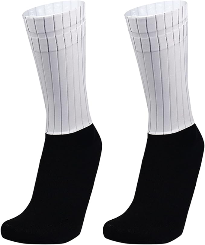 Aero Socks Cycling Aero Socks For Men Anti-Slip Silicone Aero White Line Cycling Sports Running Socks 6-11