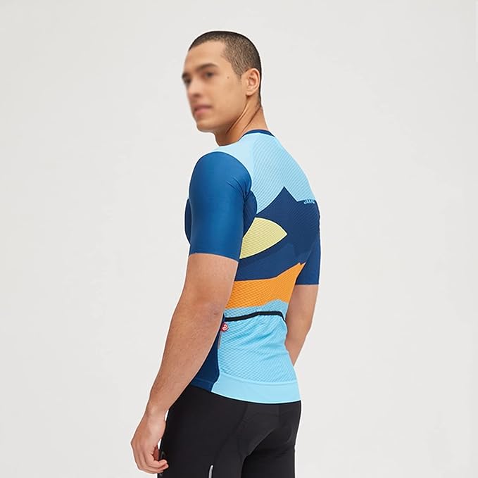Men's Cycling Clothes Men's Cycling Jersey Breathable Mesh Structure Fabric Short Sleeves Mountain Bike Shirt MTB Top for Spring and Summer Men's Cycling Clothing(Large)