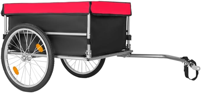 Foldable Bike Cargo Trailer with 20 Inch Wheels for Groceries, Tools and Luggage Transport
