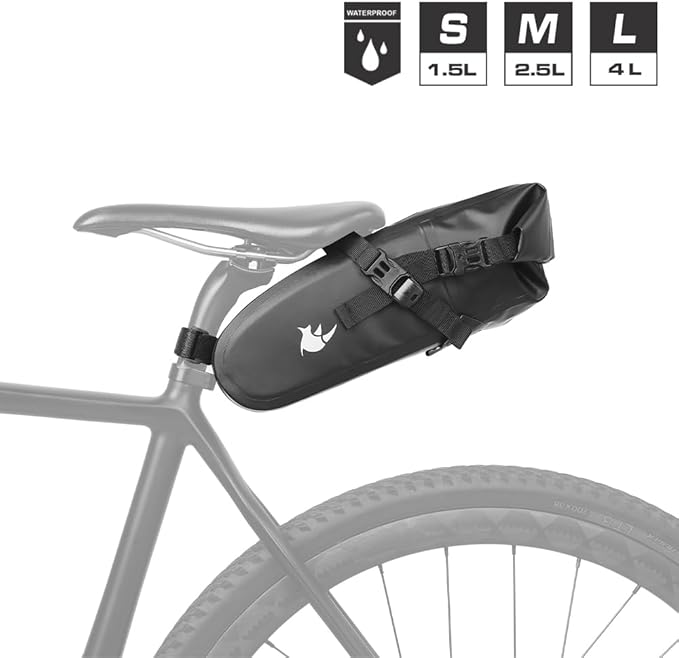 Rhinowalk Bike Saddle Bag 1.5/2.5/5/10/13L Waterproof Bicycle Bag Cycling Seat Bag Mountain Road Portable Storage Bag (4L)