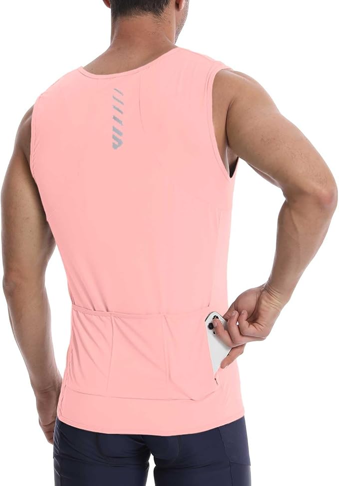 Lo.gas Sleeveless Cycling Jersey Men, Biking Base Layer Breathable and Lightweight with Back Pocket Sports Vest