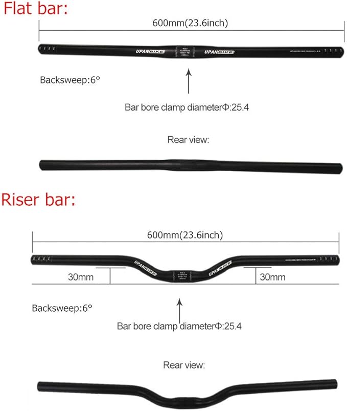 UPANBIKE Mountain Bike Road Bike Handlebar Aluminum Alloy Flat Bar 25.4mm*600mm