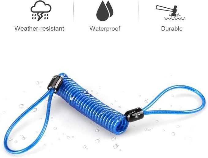 Reminder Cable,YOFUNTLE [2 Pack] Disc Lock Cable,Security Steel Wire Spring Reminder Rope for Scooter Motorcycle Motorbike Vehicle Baggage Helmet Lock,Antitheft Protection on Handlebar(Orange+Blue)