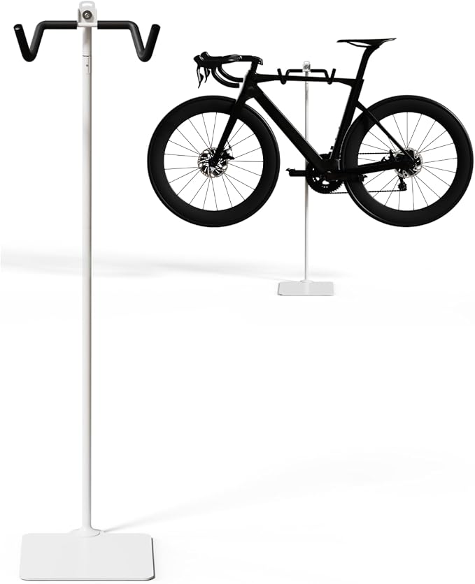 Rcool Carbon Steel Bike Stand,Adjustable 24-51in,Home Garage Parking Rack,Stable Anti-Slip,Durable Install,Frame Protection,Space-Saving，white