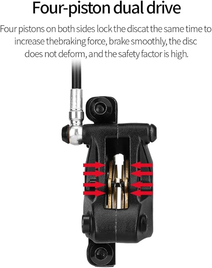 MTBHydraulic Disc Brakes Set, Left Rear 1550mm, Mountain Bike 4-Piston Hydraulic Disc Brakes Set, Aluminum Alloy Hydraulic Brake Kit for Mountain Bike, Road Bike Left Rear 1550mm (Split)