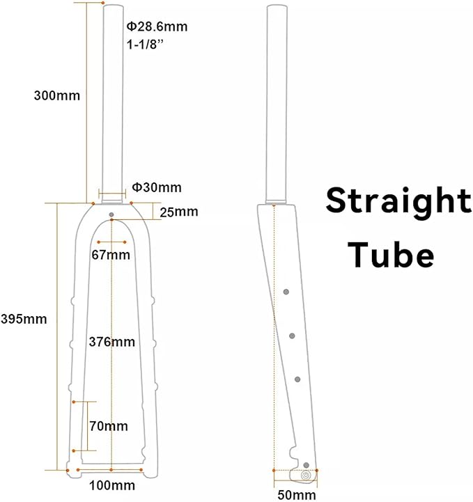 WCS Gravel Bikes Rigid Fork 700C Full Carbon Fiber Road Bikes Fork 1-1/8" Straight / 1-1/8 to 1-1/2"Tapered Tube Front Fork Thru Axle 12X100mm Disc Brake