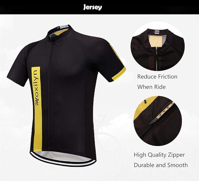MOXILYN Men's Cycling Jersey Full Zip Riding Clothing Mountain Bike Tops Quick Dry - Bike Shirts