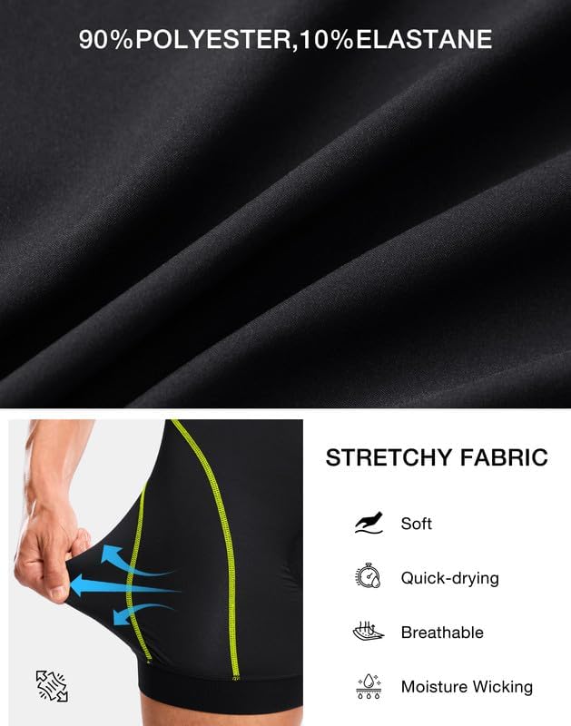 Bikewa Men's Cycling Underwear with Anti-Slip Leg Grips 4D Padded Bike Shorts MTB Liner for Bicycle Biking Riding