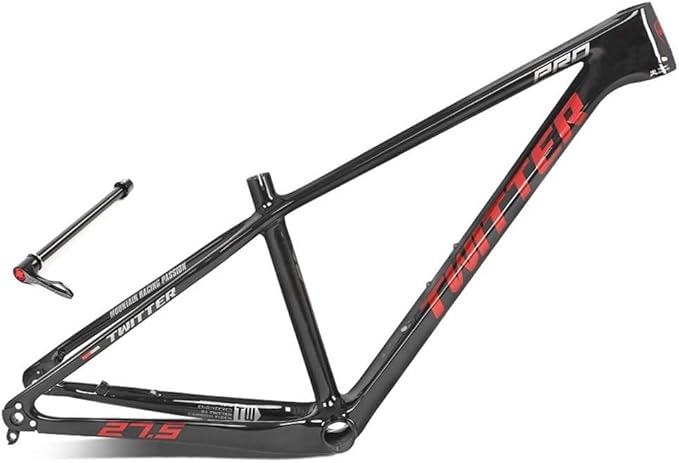 Carbon Mountain Bike Frame 27.5er 29er Hardtail Bike Frame XC/AM 15''/17''/19'' Disc Brake Bike Frame Thru Axle 12x142/148mm Internal Routing(Black Red,27.5 * 17'')