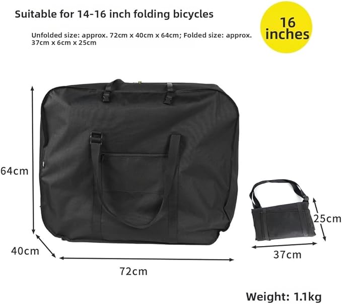 Folding For Bike Storage Bag for 14-20 Inch, Oxford Cloth Travel Cover with Padded Strap, Portable Carry Case for Commuter Foldable on Public Transport(for 18-20inch)