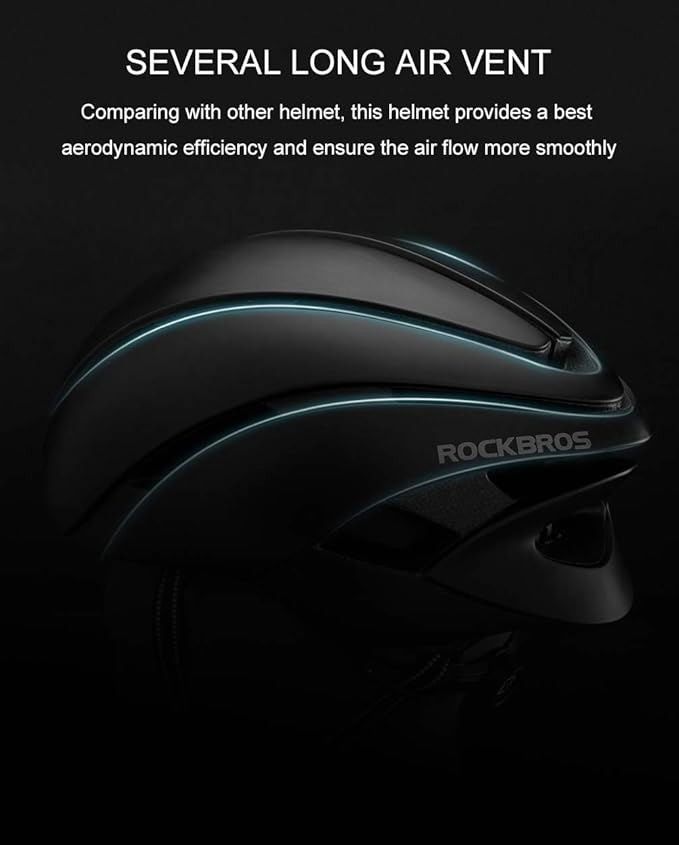 ROCKBROS Adult Bike Helmet Streamlined Aerodynamic, Comfortable Y - Shaped Strap Cycling Helmet for Men Women (58-62 cm) Reflective Adjustable Webbing for Road & Mountain Biking