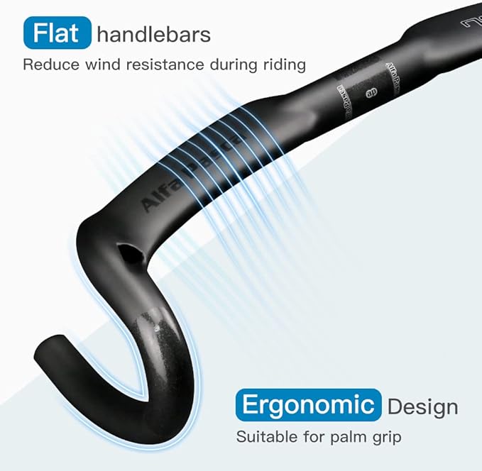 Alfa Pasca Aero Handlebars for Road Bike Carbon Racing Bicycle Handlebars Drop Bars Lightweight 31.8 UD Glossy/Matte 400/420/440mm