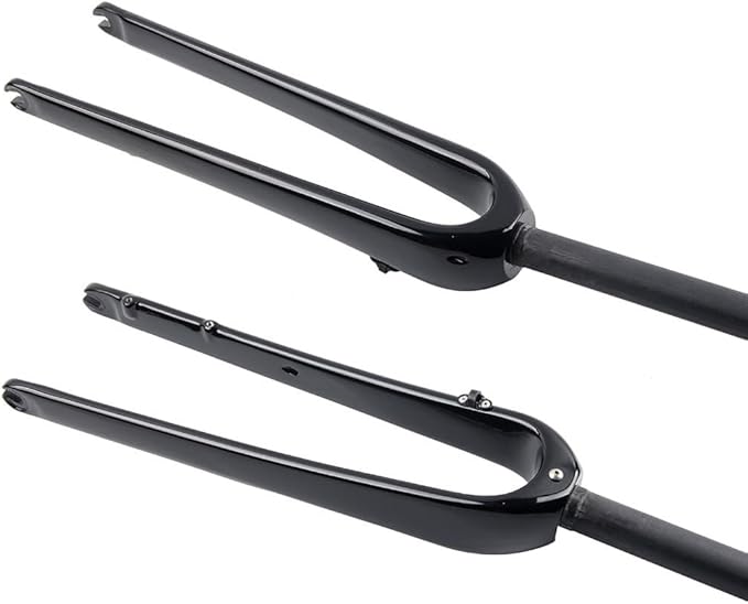 Carbon Fiber Rigid Fork 700C*45C Gravel Fork 1-1/8 Straight/Tapered Threadless Flat Disc Brake Road Bike Fork QR 9mm Lightweight(Straight Matte Black)