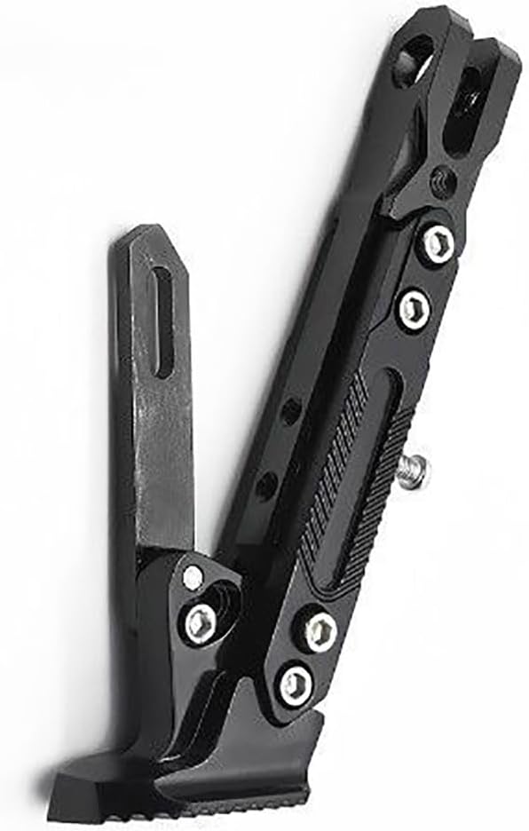 Motorcycle Universal Kickstand Adjustable CNC Aluminum Tripod Holder Kickstand Foot Side Support Stand for Motorcycle Scooter Motorbike Motocross Electric Dit Pit Bike (Black)