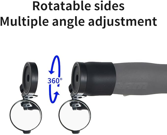 Bicycle Mirror for Handlebars, Mini Foldable Rear View Mirror, Rubber Mounting Sleeve for Handlebars, 360°Rotatable Universal Bicycle Mirror for Mountain Bike