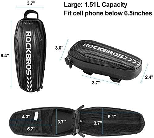 ROCKBROS Top Tube Bike Bag - EVA Bicycle Pouch Storage Pack, Water Resistant Phone Bag Below 6.2"/6.5" for Mountain & Road Bike