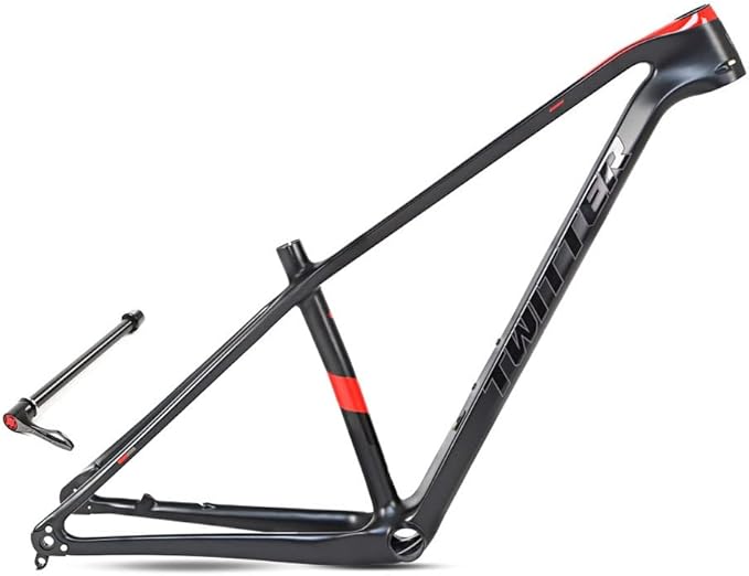 Carbon Hardtail Mountain Bike Frame 27.5er 29er Disc Brake Bike Frame 15''/17''/19'' XC Internal Routing Frame Thru Axle 12 * 148mm Boost(Black Red,17'')
