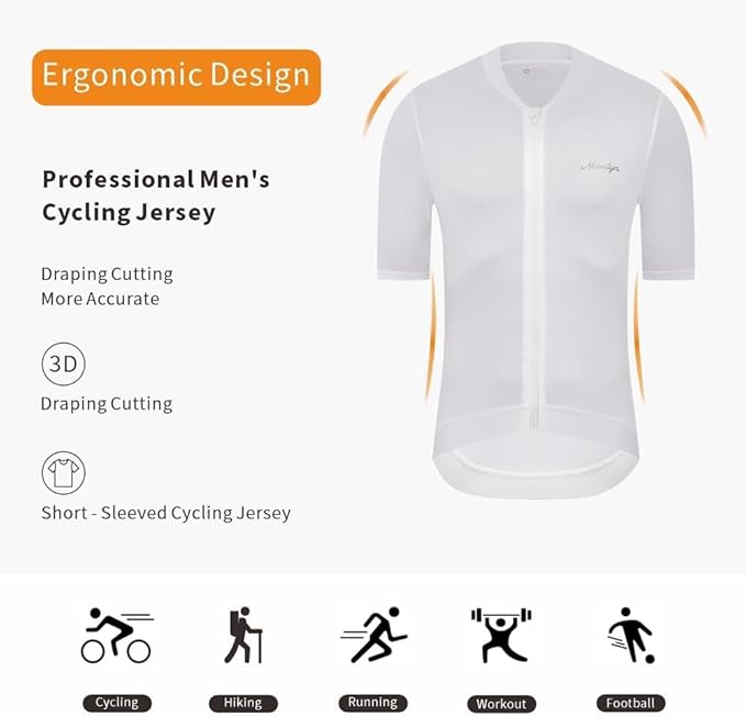 MOXILYN Men's Cycling Jerseys Road Bike Shirts Short Sleeve Full Zipper with 4 Pockets Reflective Widen Anti Slip Hem