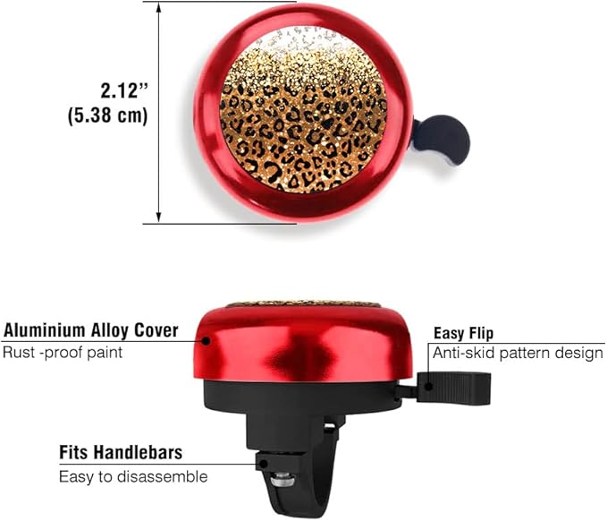 WIRESTER Red Aluminum Round Bike Bell, Classic Ring Bicycle Bell, Bike Accessories Bell Ring for Adults Kids Girls Boys