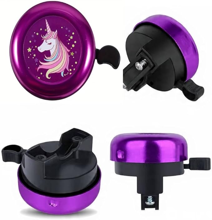 Bike Bell and Water Bottle Holder Set, Purple Bicycle Accessories with T-Rex Design, Decorative Handlebar Mount (Purple)