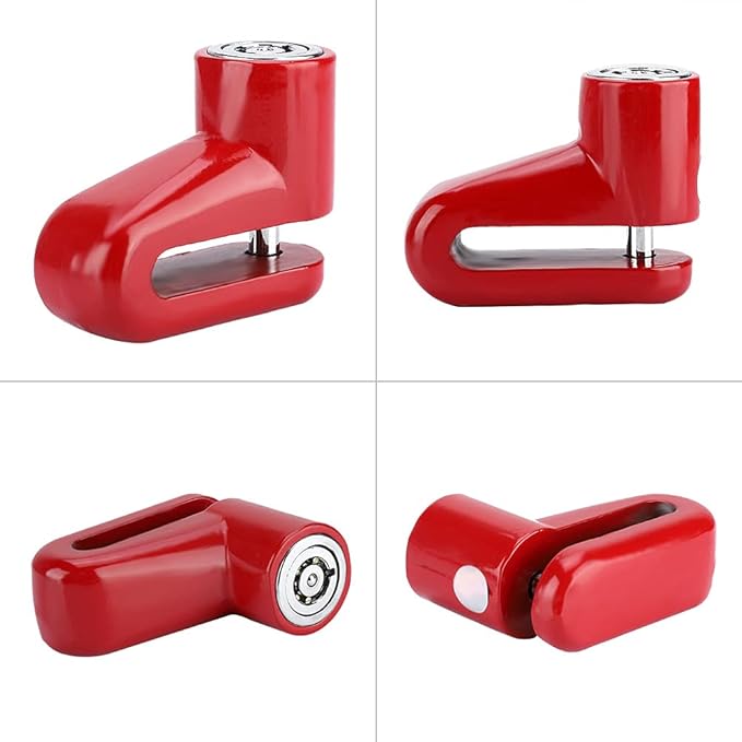Heavy Duty Motorcycle Disc Lock, AntiTheft Pin Brake Wheel Security Lock with Alarm, Durable Bike Protection for Motorcycles & Scooters, Loud 110dB Alarm for Theft (Red)