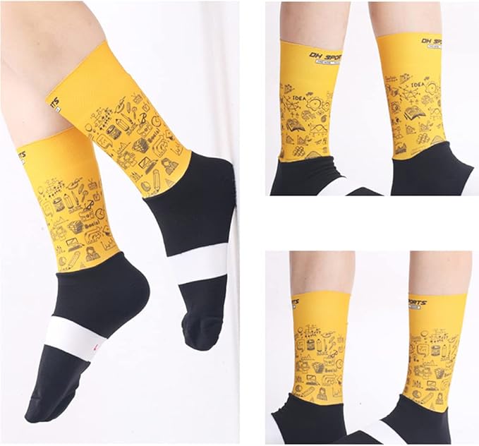 Cycling Socks Pro Mens Womens Riding Socks Bicycle Bike Sport Ankle Athletic Socks XC MTB BMX White Yellow Blue Green Red