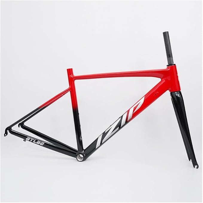 44CM 47CM 50CM 52CM Road Bike Frameset 700C Aluminum Alloy Quick Release Frame 100/130mm C Brake BSA BB68 Carbon Fiber Tapered Fork(Black Red,47cm)
