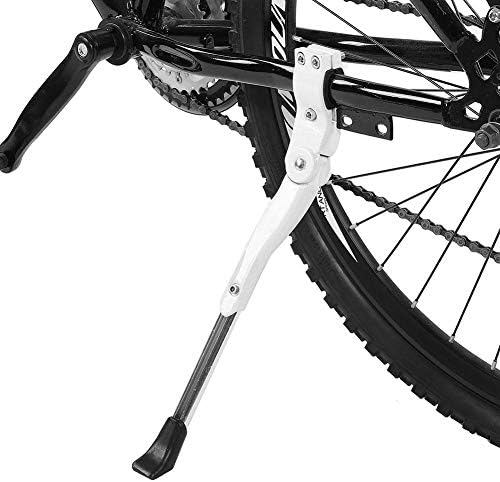 Bike Kickstand Adjustable Length Aluminum Alloy Bike Side Replacement Kickstand for Bike 16" 20" 24" 26" (White)