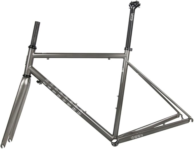 44cm 47cm 50cm 53cm 56cm Bike Frameset 700C Road Bike Frame Chrome-Molybdenum Steel C/Rim Brake Frame with Carbon Fork F100mm R130mm QR BSA BB68mm(Gray A,44cm)