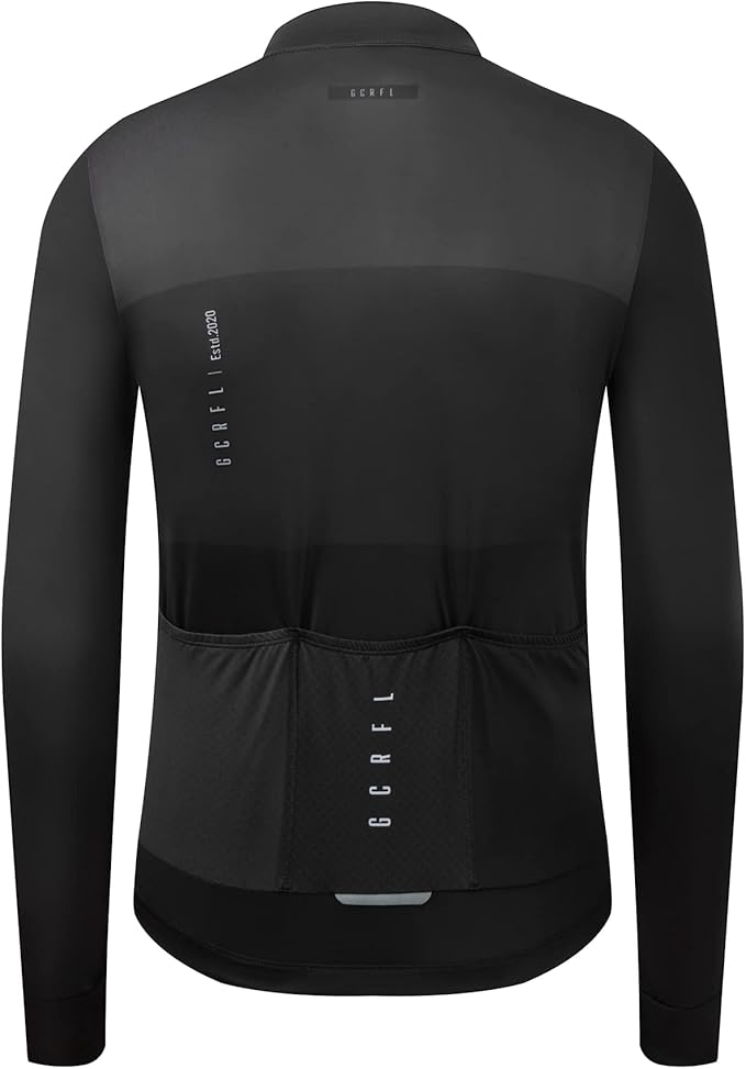 GCRFL Men's Cycling Jersey Long Sleeves Road Bike Jersey Shirt Cycling Tops, Zipper Pocket Lightweight PRO Race Fit UPF 50+