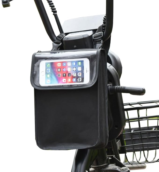 Electric Scooter Bag Storage Pouch Handlebar Attachement Large Capacity with Waterproof Phone Holder Pocket Front Hanging Bags Organizer for Bike Handle Bar eBike Motorcycle Bicycle Escooter