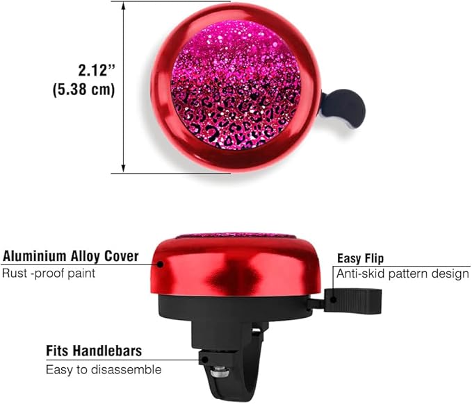 WIRESTER Red Aluminum Round Bike Bell, Classic Ring Bicycle Bell, Bike Accessories Bell Ring for Adults Kids Girls Boys