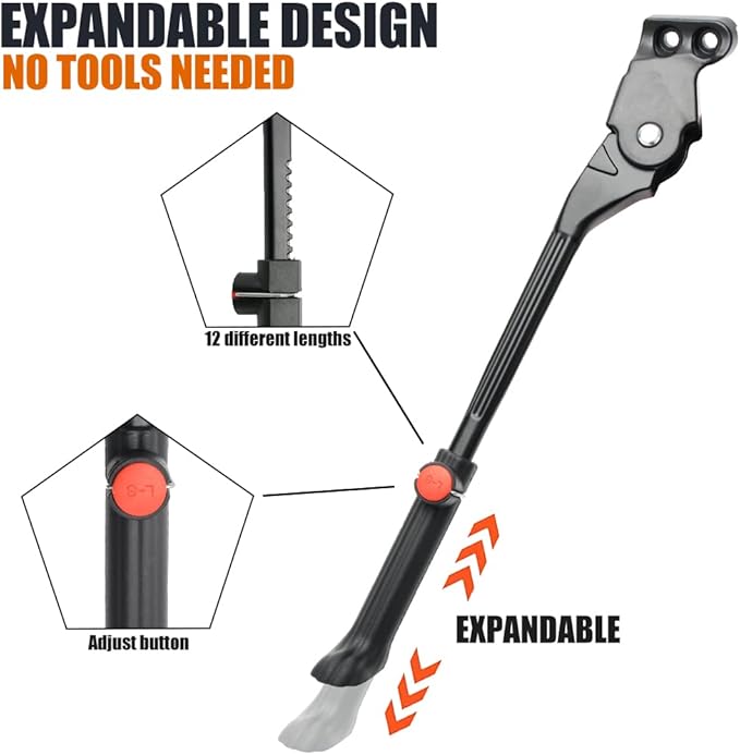 Adjustable Aluminium Alloy Bicycle Kickstand - Fit for 22" to 28" Mountain, Road, BMX & MTB (Two-hole for 22-24-26-28 inch bike)