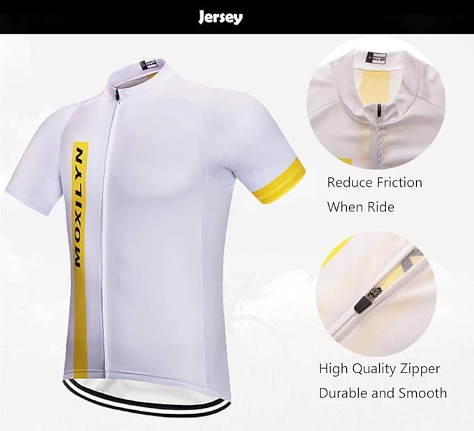 MOXILYN Men's Cycling Jersey Full Zip Riding Clothing Mountain Bike Tops Quick Dry - Bike Shirts