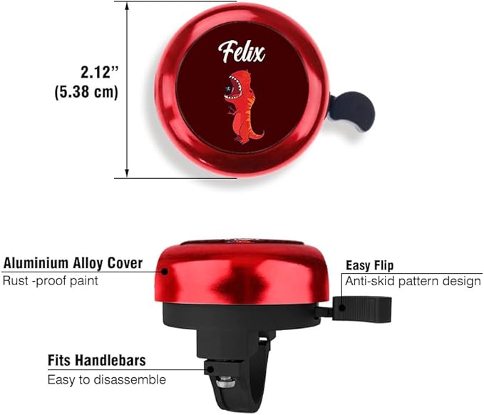 WIRESTER Personalized Custom Bike Bell with Your Text, Aluminum Round Classic Ring Bicycle Bell, Bike Accessories Bell Ring for Adults Kids Girls Boys