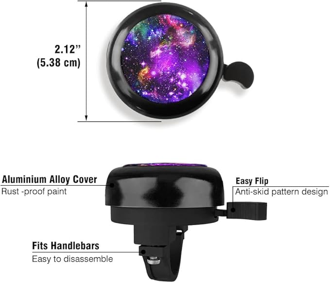 WIRESTER Black Aluminum Round Bike Bell, Classic Ring Bicycle Bell, Bike Accessories Bell Ring for Adults Kids Girls Boys