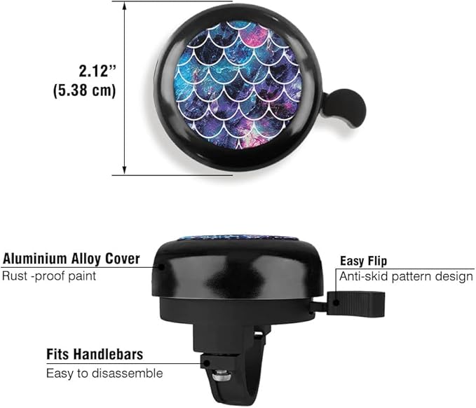 WIRESTER Black Aluminum Round Bike Bell, Classic Ring Bicycle Bell, Bike Accessories Bell Ring for Adults Kids Girls Boys
