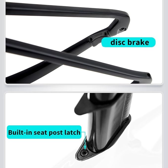 Road Bike Frameset 700C Carbon Racing Frame with Fork Handlebar Thru Axle Disc Brake Frame 43.5/46/48/50/52/54/56cm Lightweight Internal Routing(46CM)