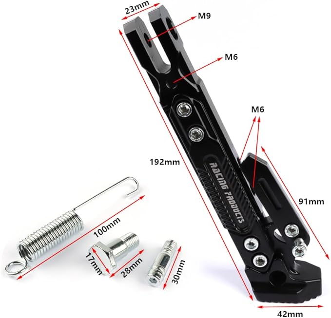 Universal Motorcycle Kickstand Height Adjustable CNC Aluminum Alloy Side Stand for Electric Scooter Motorbike Mini Pit Dirt Bike Black