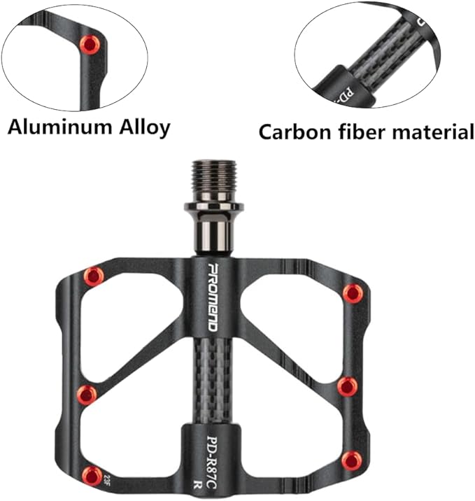 Aluminum Alloy & Carbon Fiber MTB Pedals - 9/16" Sealed 3-Bearing System | Lightweight Non-Slip Platform for Road, Mountain & BMX Bikes