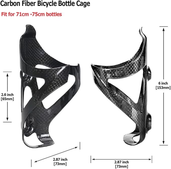 KABON Bike Water Bottle Holder, Lightweight 3K Carbon Fiber Bicycle Drink Water Bottle Cages for Road Mountain Bike Cycling Accessories - Pack of 2